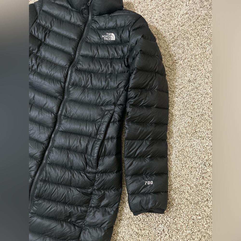 The North Face 700 Women's Black Puffer Trench Coat Jacket Size Small Full Zip S - Picture 3 of 15